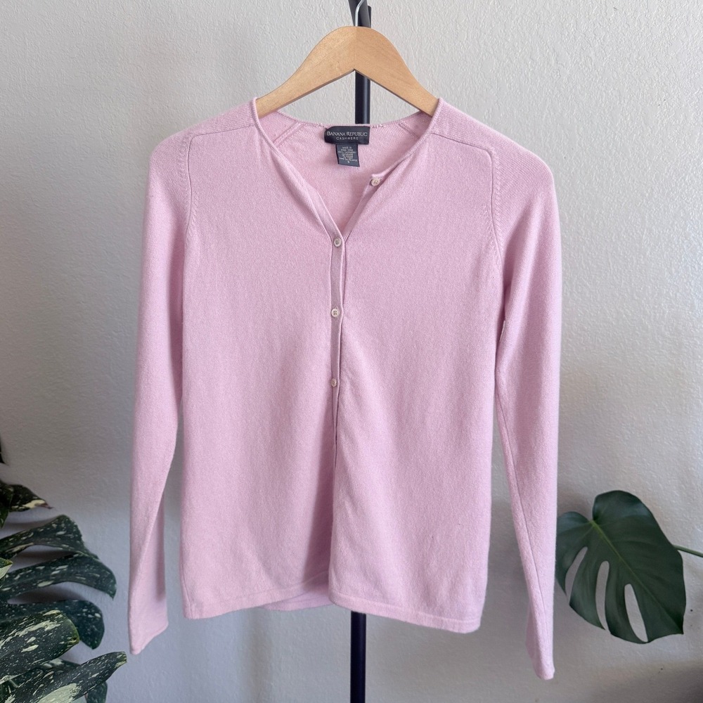 Banana Republic 100% Cashmere Womens Pink Button Front Cardigan Sweater Small